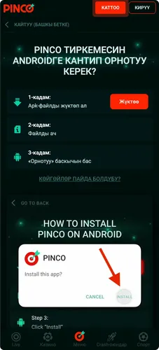 Колдонмону орнотууга уруксат бериңиз