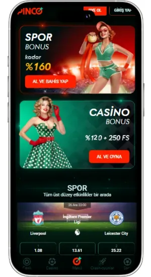 Safari üzerinden Pinco sitesine gidin